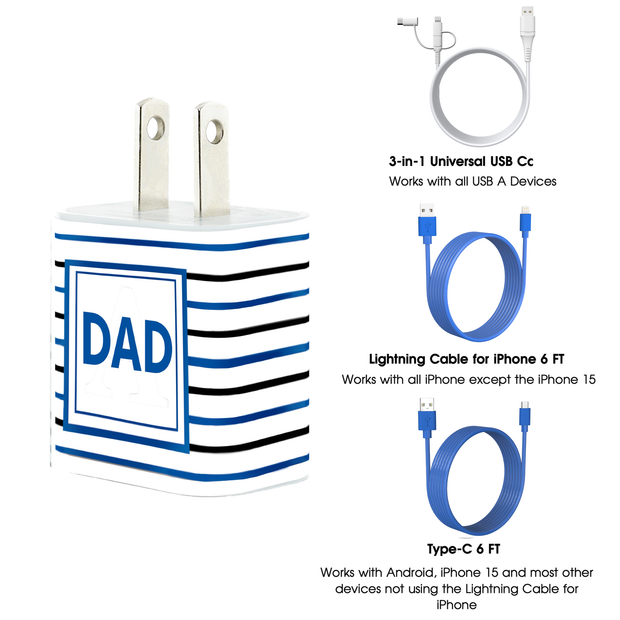 Dad Pinstripe Phone Charger Gift Set