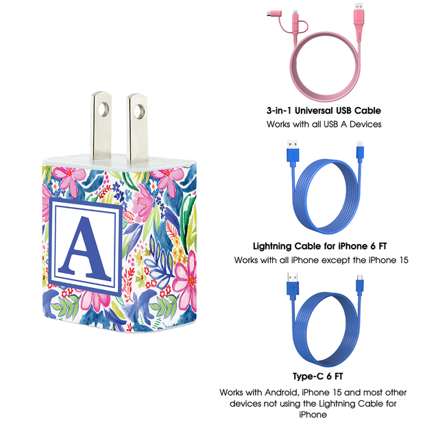 Ditsy Flower Phone Charger Letter Set