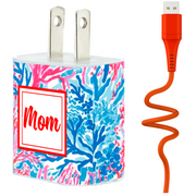 Mom Blue Coral Phone Charger Gift Set - Classy Chargers