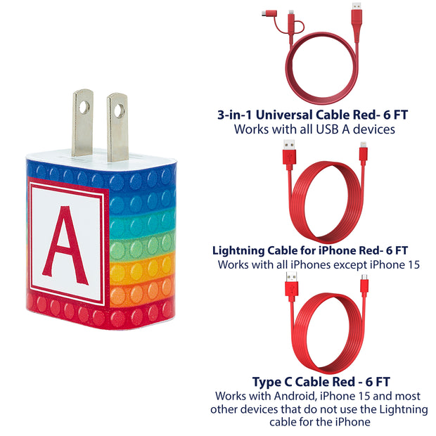 Rainbow Connect Phone Charger Letter Set