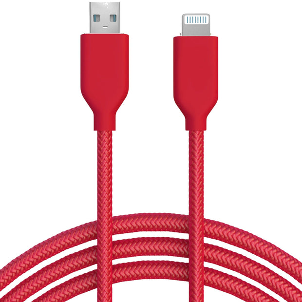 Red Nylon Lightning Cable - Classy Chargers