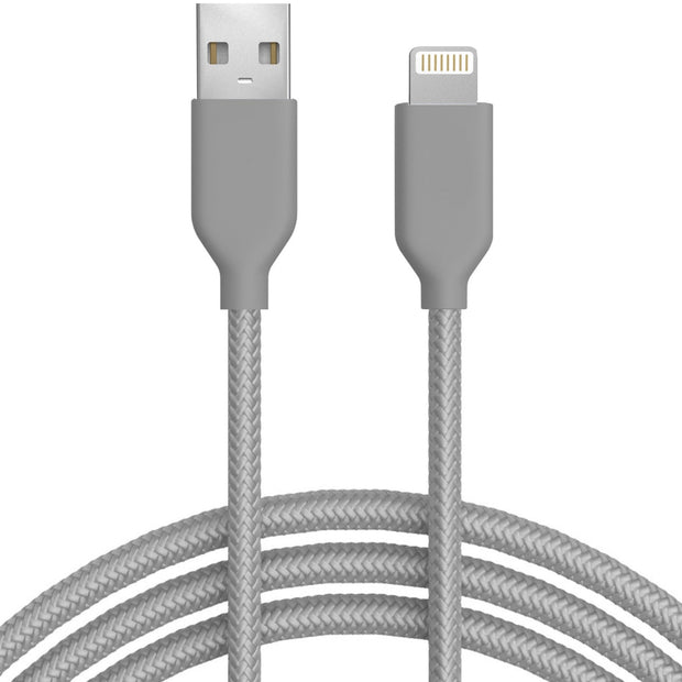 Silver Nylon Lightning Cable - Classy Chargers