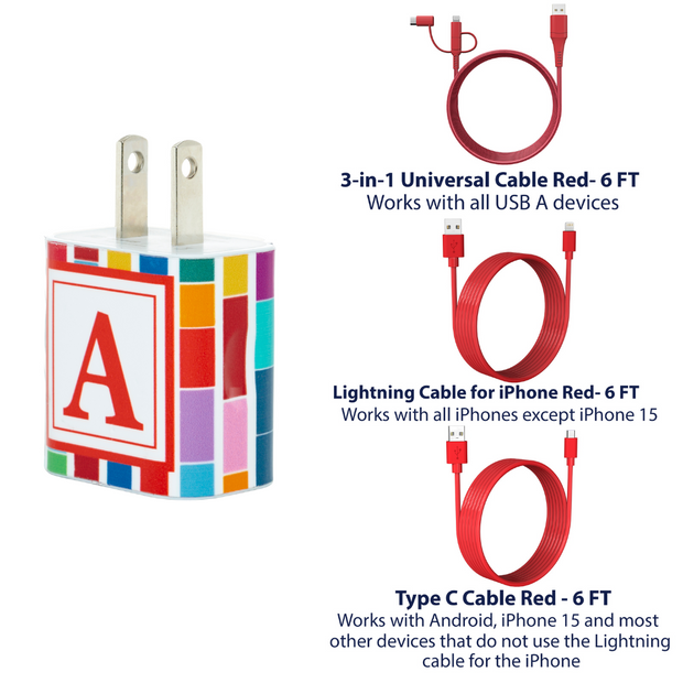 Stacked Bricks Phone Charger Letter Set