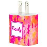 Monogram Tangerine Watercolor Phone Charger - Classy Chargers
