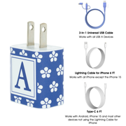 Periwinkle Daisy Phone Charger Letter Set