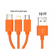XXL 3-in-1 Orange Cable - 10 FT