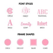 Select your frame and font style - Classy Chargers