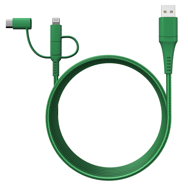 Stack-to-Charge 3-in-1 USB Cable - Green