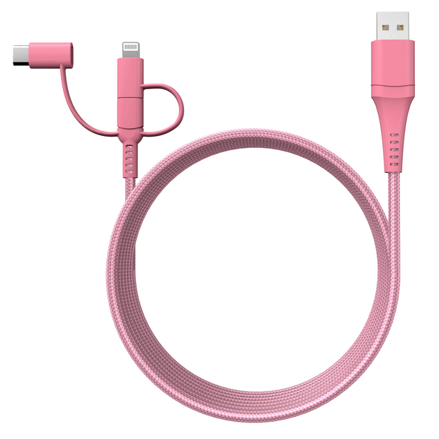 Stack-to-Charge 3-in-1 USB Cable - Pink