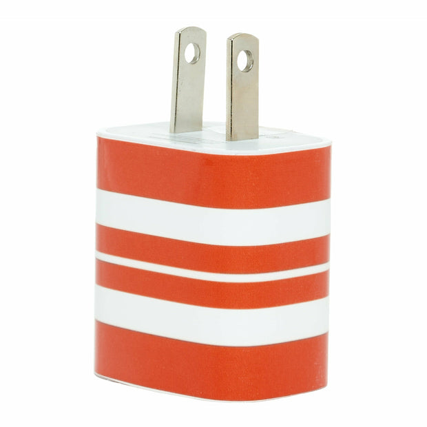 Burnt Orange Wide Stripe Phone Charger - Classy Chargers