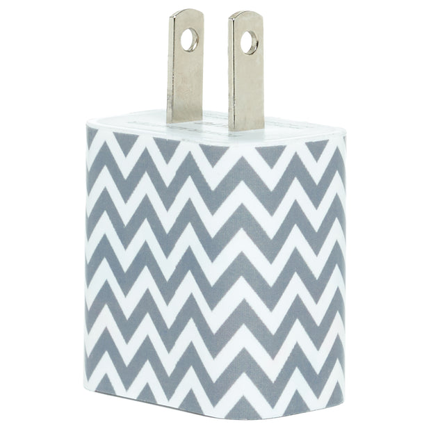 Silver Chevron Phone Charger - Classy Chargers