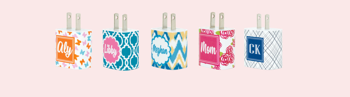 Personalized cellphone chargers by Classy Chargers are fully customizable