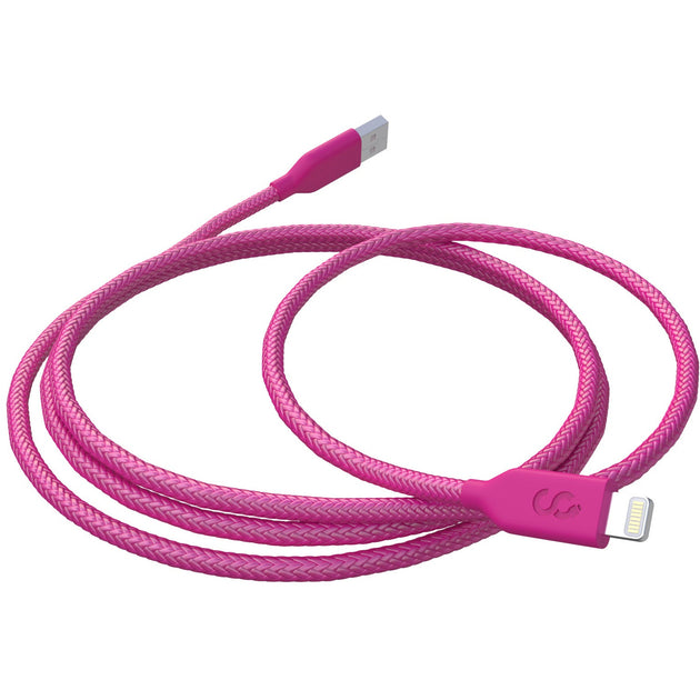 Hot Pink Nylon Lightning Cable - Classy Chargers