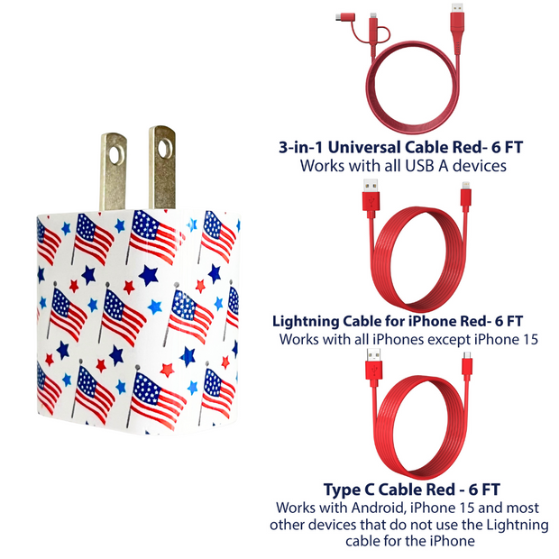American Flag Phone Charger Gift Set