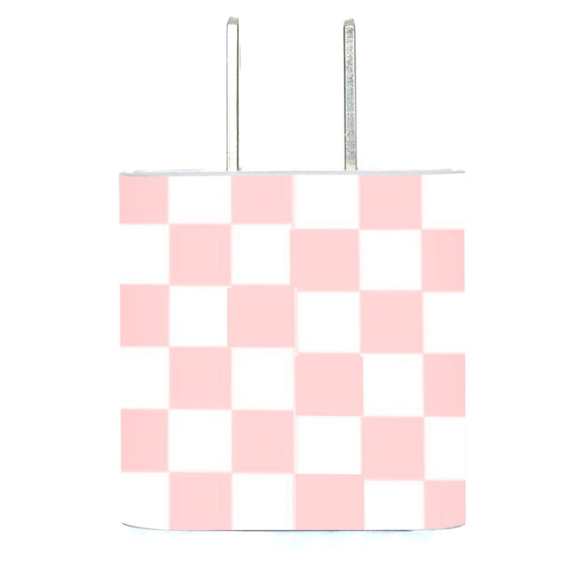 Blush Checkered Phone Charger - Classy Chargers 