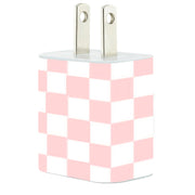 Blush Checkered Phone Charger - Classy Chargers