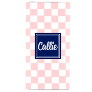 Monogrammed Blush Checkered Power Bank - Classy Chargers