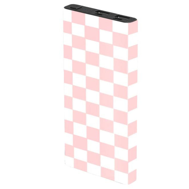 Blush Checkered Power Bank - Classy Chargers