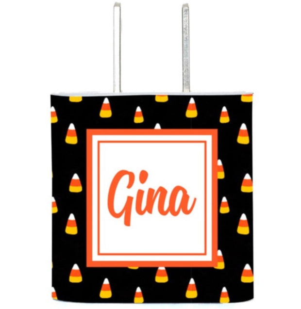Monogram Candy Corn Charger