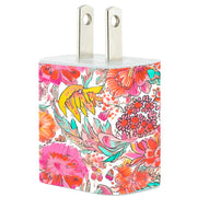 Coral Floral Swirl Phone Charger - Classy Chargers