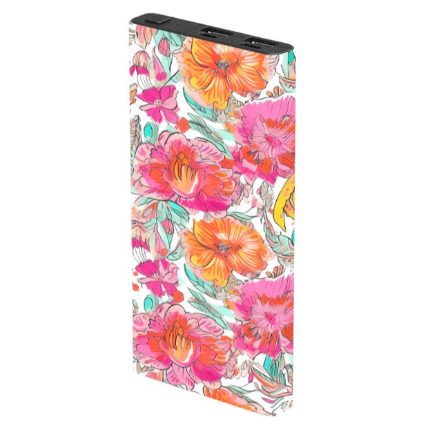 Coral Floral Swirl Power Bank - Classy Chargers