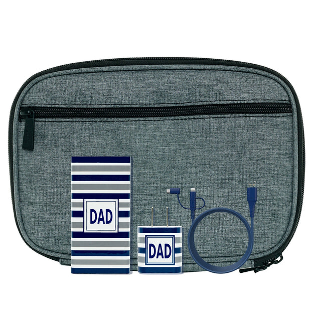 DAD Navy Silver Stripe Tech Kit - Classy Chargers