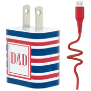 Dad Red Navy Stripe Phone Charger Gift Set - Classy Chargers