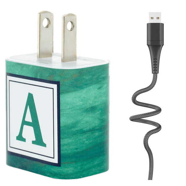 Emerald Marble Phone Charger Letter Set - Classy Chargers
