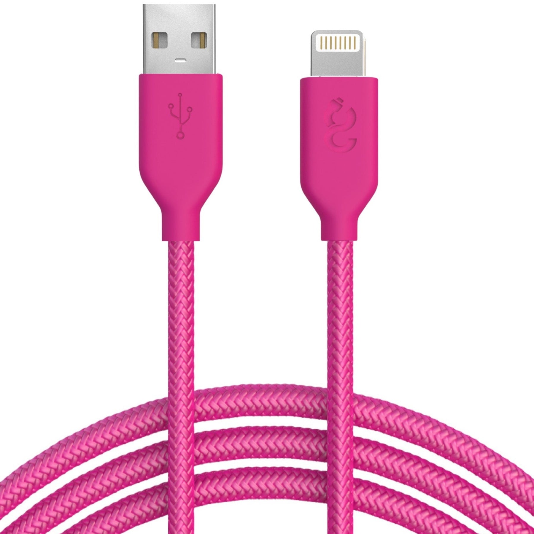 Hot Pink Nylon Lightning Cable - Classy Chargers