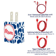 Mom Navy Swirl Phone Charger Gift Set