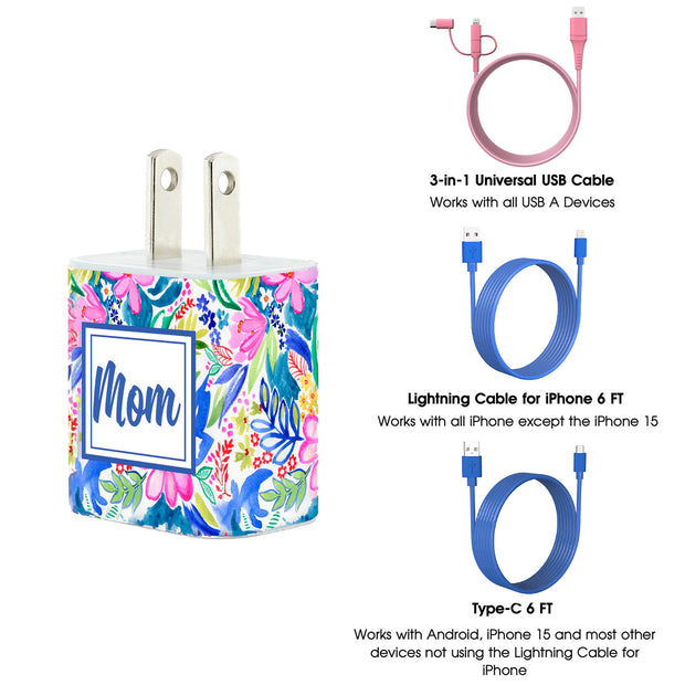 Mom Ditsy Flower Phone Charger Gift Set
