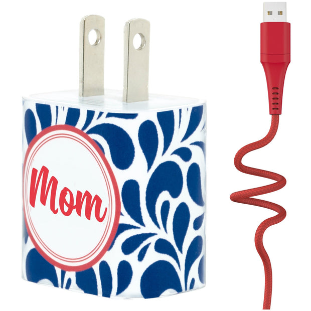 Mom Navy Swirl Gift Set - Classy Chargers
