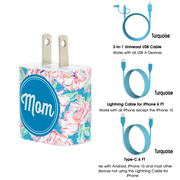 Mom Rose Swirl Phone Charger Gift Set