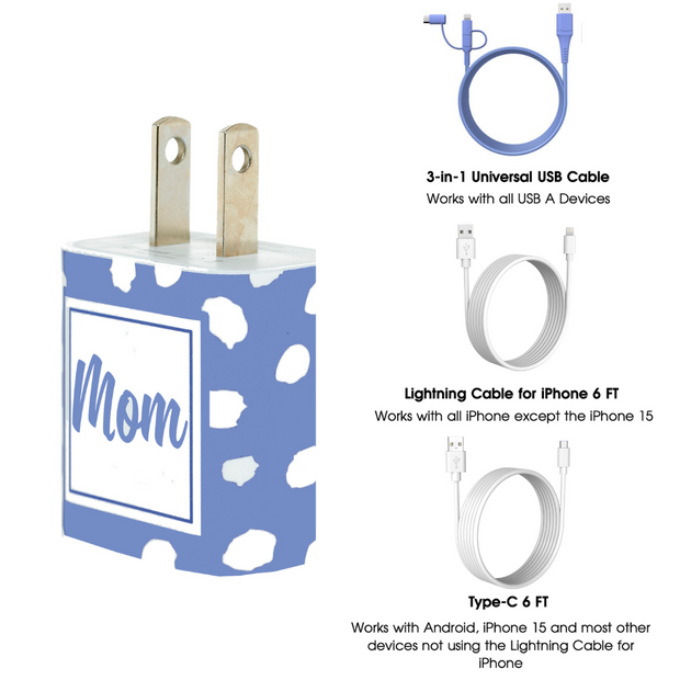 Mom Periwinkle Clouds Phone Charger Gift Set