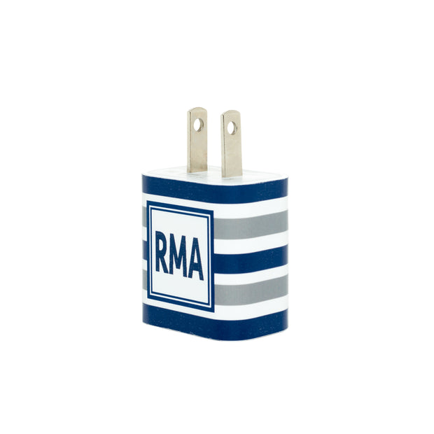 Monogram Navy Silver Stripe Tech Kit