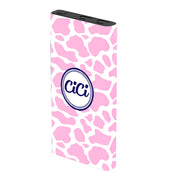 Monogram Pink Cow Power Bank - Classy Chargers