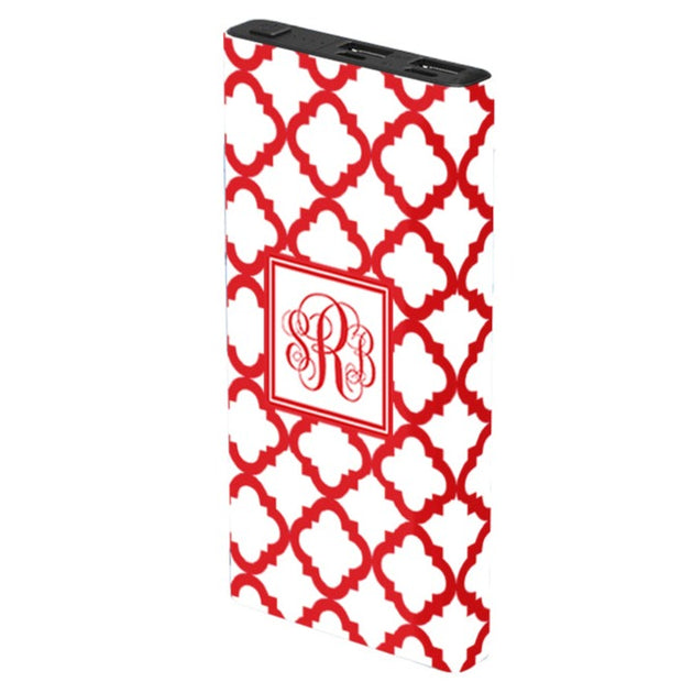 Monogram Scarlet Lace Power Bank - Classy Chargers