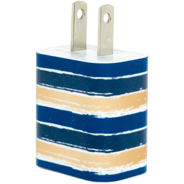 Navy Tan Stripe Phone Charger - Classy Chargers