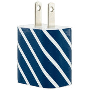 Navy Slanted Stripe Phone Charger