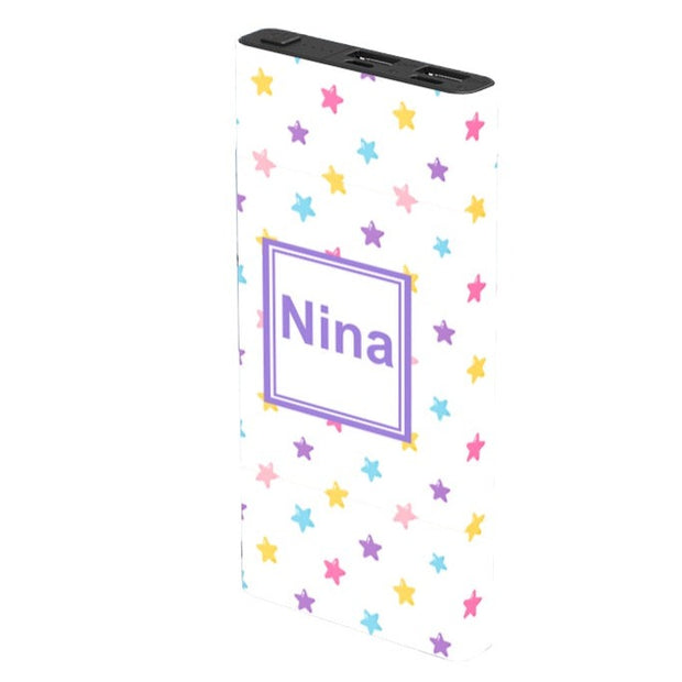 Monogram Pastel Stars Power Bank - Classy Chargers