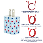 Patriotic Stars Phone Charger Gift Set