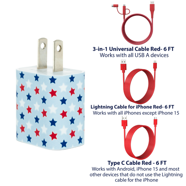 Patriotic Stars Phone Charger Gift Set