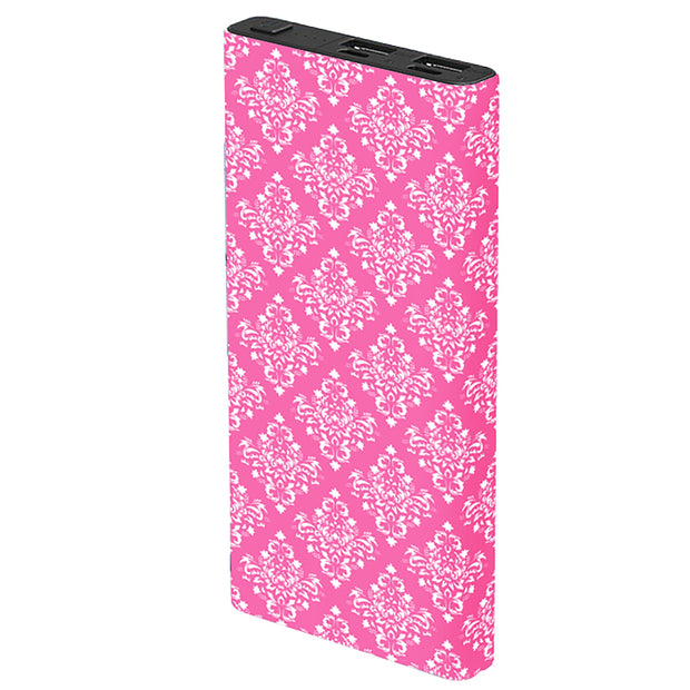 Pink Damask Power Bank - Classy Chargers