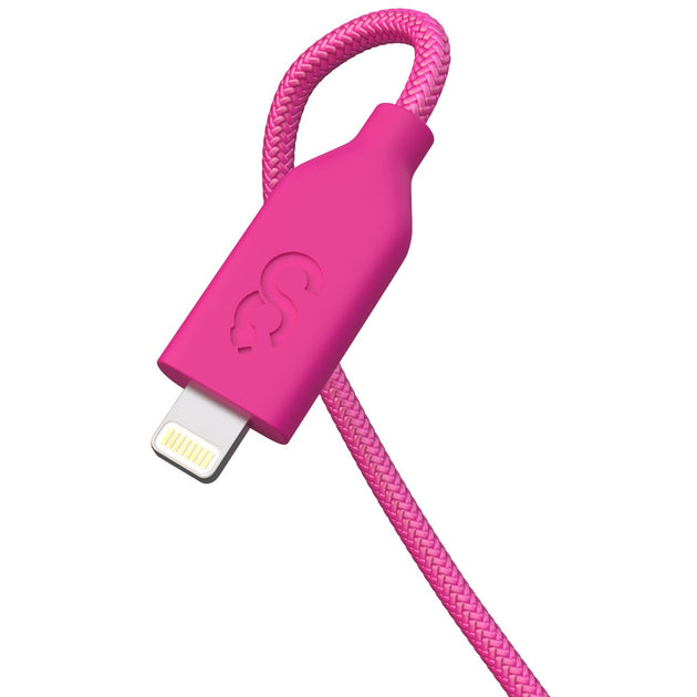 Hot Pink Nylon Lightning Cable - Classy Chargers