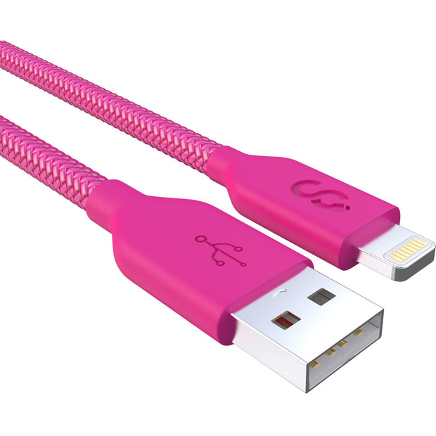Hot Pink Nylon Lightning Cable - MFI Certified - 6 FT