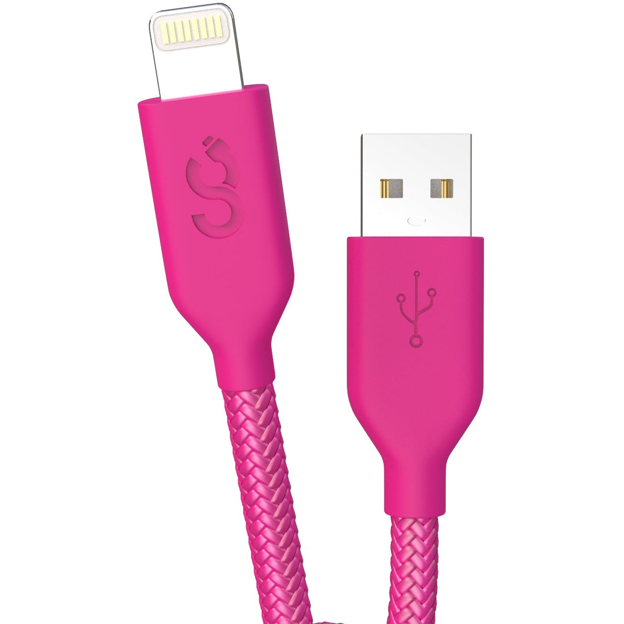 Hot Pink Nylon Lightning Cable - Classy Chargers