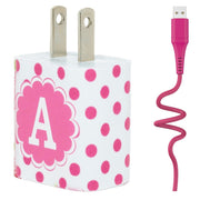 Pink Polka Dot  Letter Set - Classy Chargers
