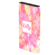 Monogram Pink Tie Dye Power Bank - Classy Chargers