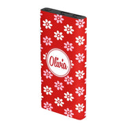 Monogram Red Daisy Power Bank - Classy Chargers