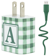 Green Gingham Letter Set - Classy Chargers